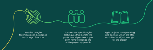 Infographic using line art to explain what agile techniques are